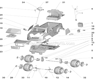 Page A Diagram and Parts List for R1500  Power Wheels Ride-On Cars